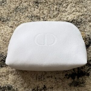 NWT Dior White Velvet Pouch with Gold Accents
